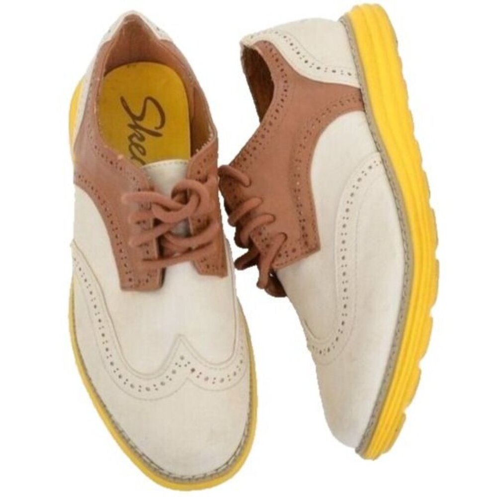 Skechers Women's 7 Groove Yellow Wing Tip‎ Brogue Derby Oxford Golf Sporty Shoes